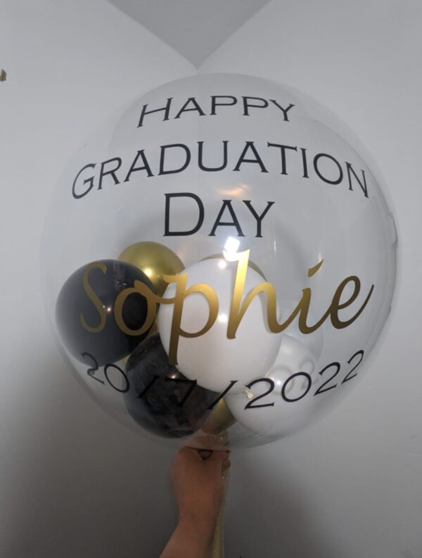 Close-up of Colorful Personalized Balloons with Custom Messages