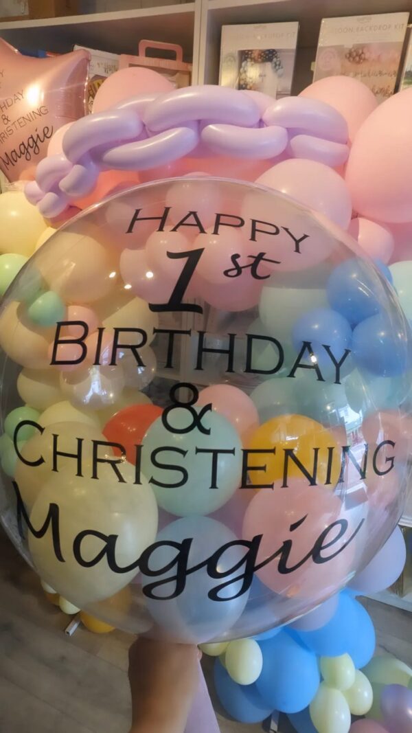 Close-up of Personalized Balloons with Custom Designs