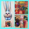 Easter Bunny Personalized Box with Sweets (Blue 110cm tall)
