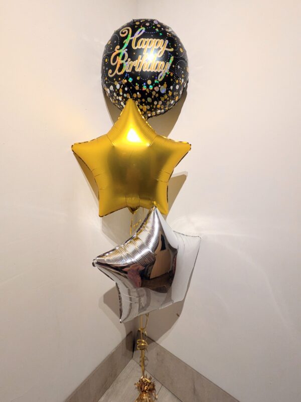 Happy Birthday Foil Balloon Bunch with Stars - Image 3