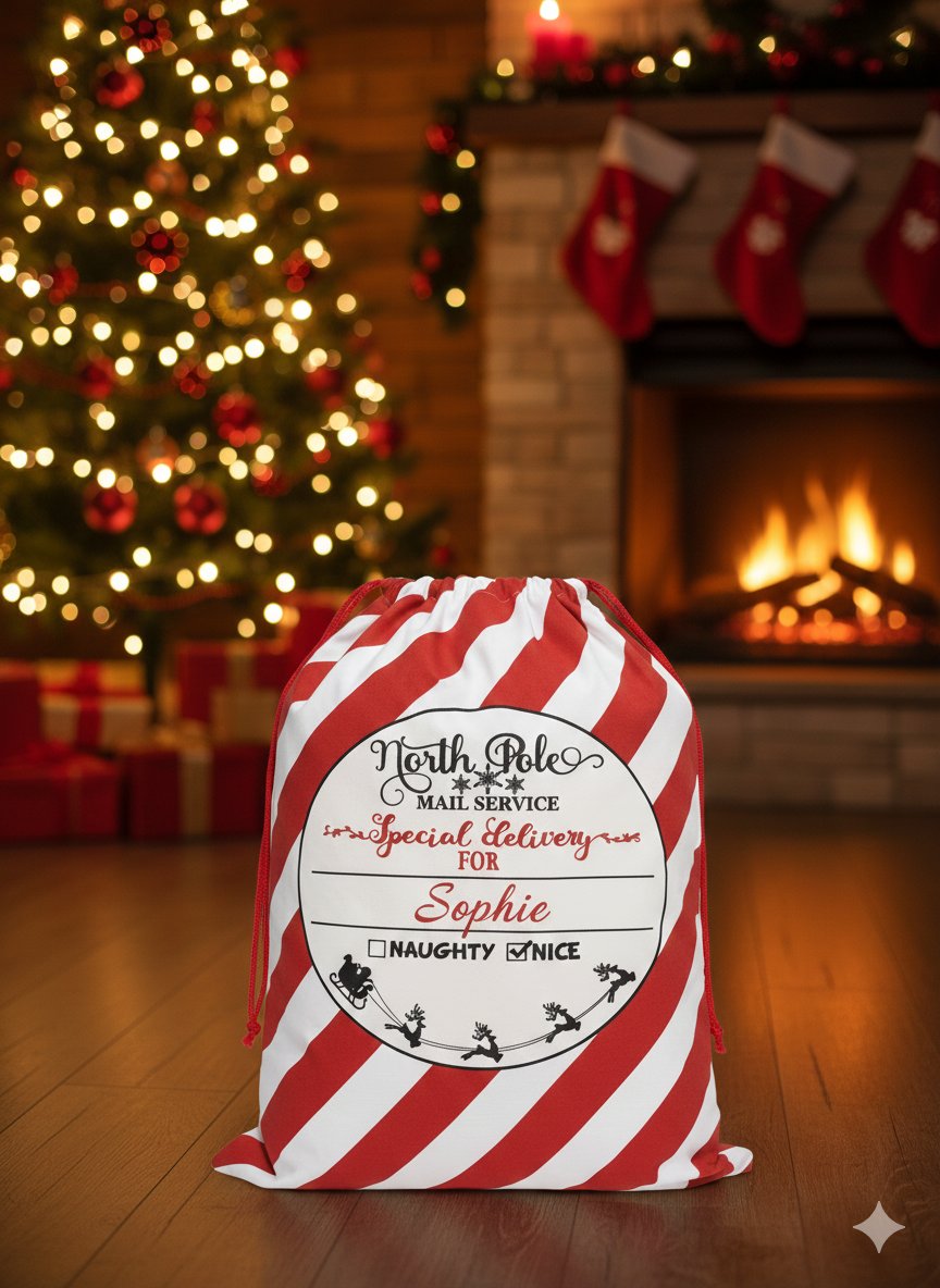 Personalized Christmas Sack red /white - Image 2
