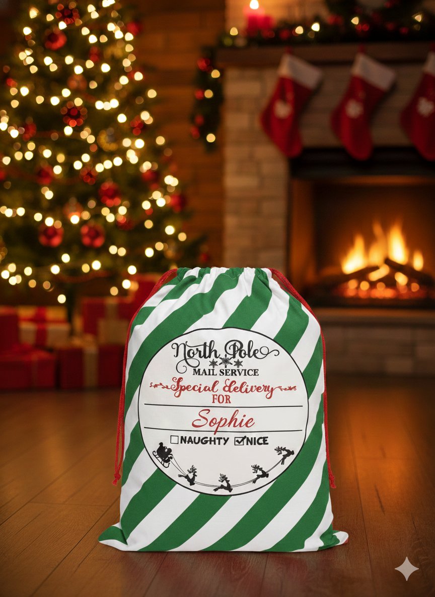 Personalized Christmas Sack green/white - Image 2