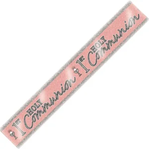 Communion Banner Pink Girl's First Holy Communion