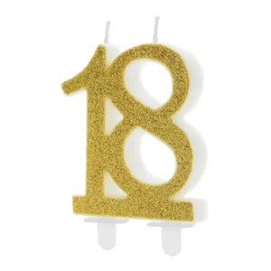 Birthday candle Number 18, gold