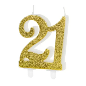 Birthday candle Number 21, gold