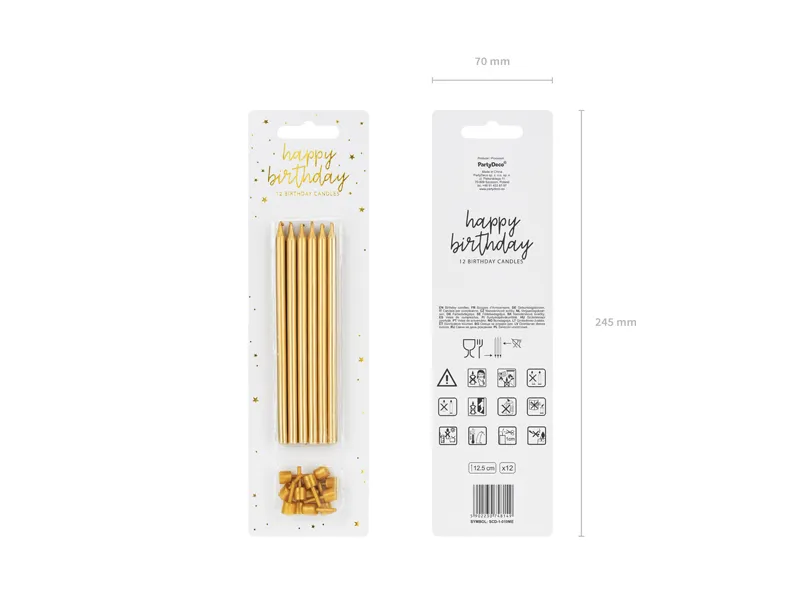 Birthday candles, plain, gold