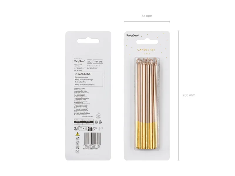 Plain birthday candles, rose gold