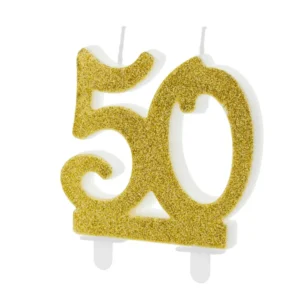 Birthday candle Number 50, gold
