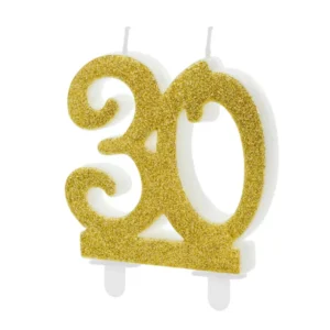 Birthday candle Number 30, gold