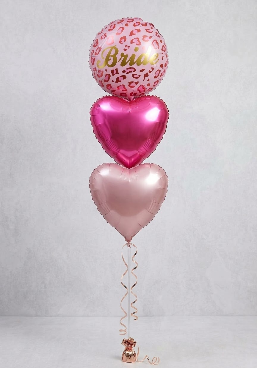 Bride balloon with two hearts (pink)