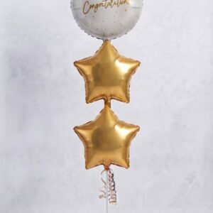 CONGRATULATIONS FOIL BALLOON IN BUNCH WITH TWO STARS